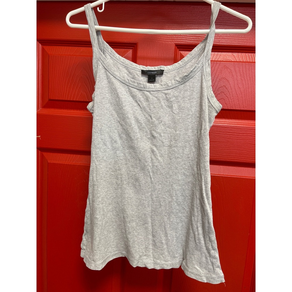 Express Heather Gray Ribbed Scoop Neck Cami Tank Top Medium